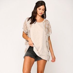 Tan Flowy Sleeve Top